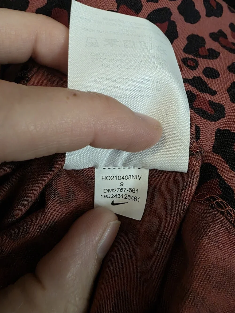 Nike The Nike Tee Cedar Berry Leopard Print Long Sleeve Top Size Small